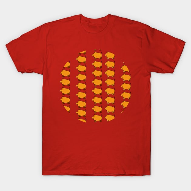 Gold Pig Pattern T-Shirt by ellenhenryart